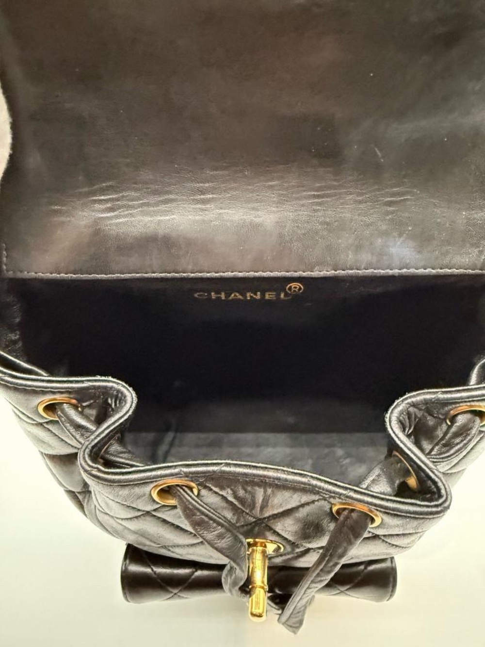 CHANEL Black Quilted Lambskin Backpack with Gold Chain Detail - Picture 10 of 14
